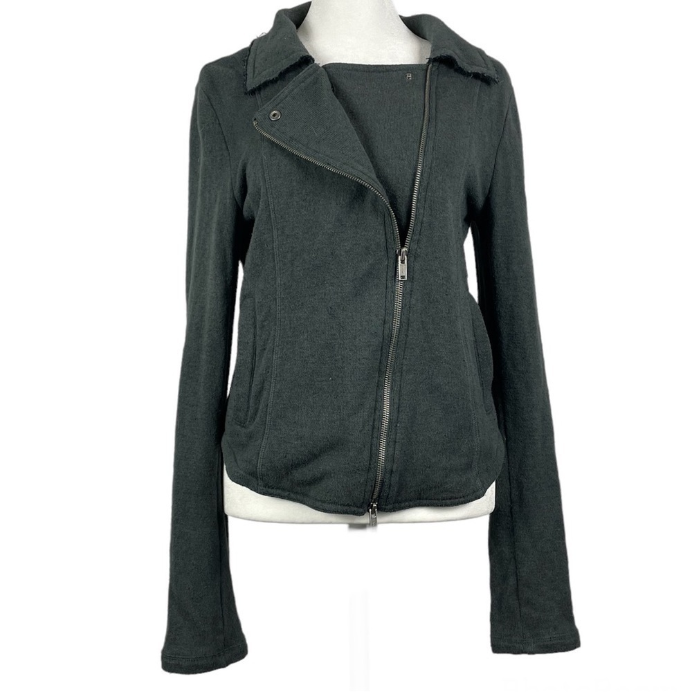 Anthropologie Saturday Sunday Terry Moto Jacket Olive Moss Gray Size Me…